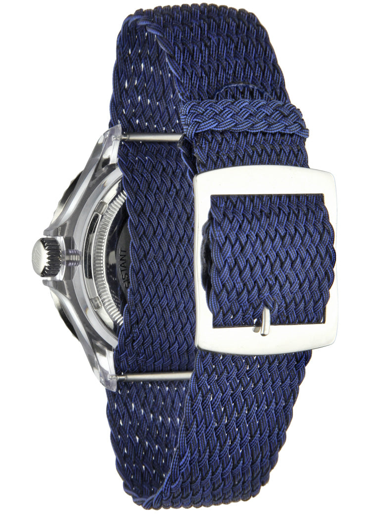 Orologio Light Time The First L218CN - Quarzo Miyota, cassa policarbonato, cinturino perlon, ghiera blu, datario, 38mm, 5ATM - Dettaglio
