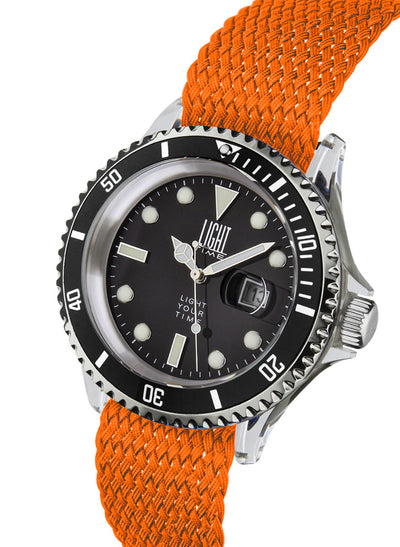 Orologio Light Time The First L218FN - Quarzo Miyota, cassa policarbonato, cinturino perlon, ghiera nera, datario, 38mm, 5ATM - Laterale