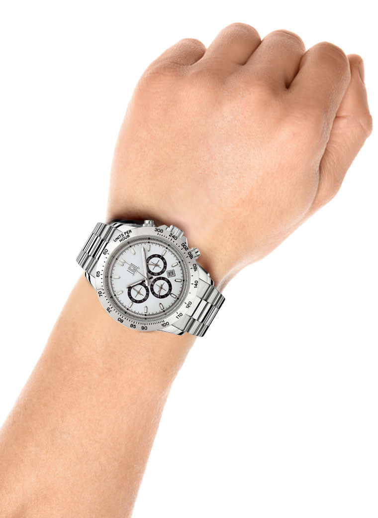 Orologio Light Time Timeless Chrono L242A - Cronografo quarzo Miyota, cassa e bracciale acciaio, fondello e corona a vite, 42mm, 10ATM - Dettaglio