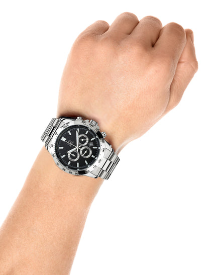 Orologio Light Time Timeless Chrono L242B - Cronografo quarzo Miyota, cassa e bracciale acciaio, fondello e corona a vite, 42mm, 10ATM - Dettaglio