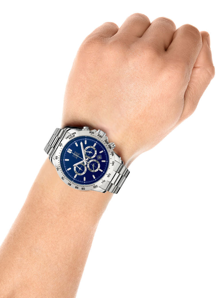 Orologio Light Time Timeless Chrono L242C - Cronografo quarzo Miyota, cassa e bracciale acciaio, fondello e corona a vite, 42mm, 10ATM - Dettaglio