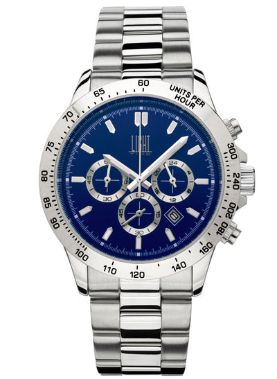 Orologio Light Time Timeless Chrono L242C - Cronografo quarzo Miyota, cassa e bracciale acciaio, fondello e corona a vite, 42mm, 10ATM - Frontale