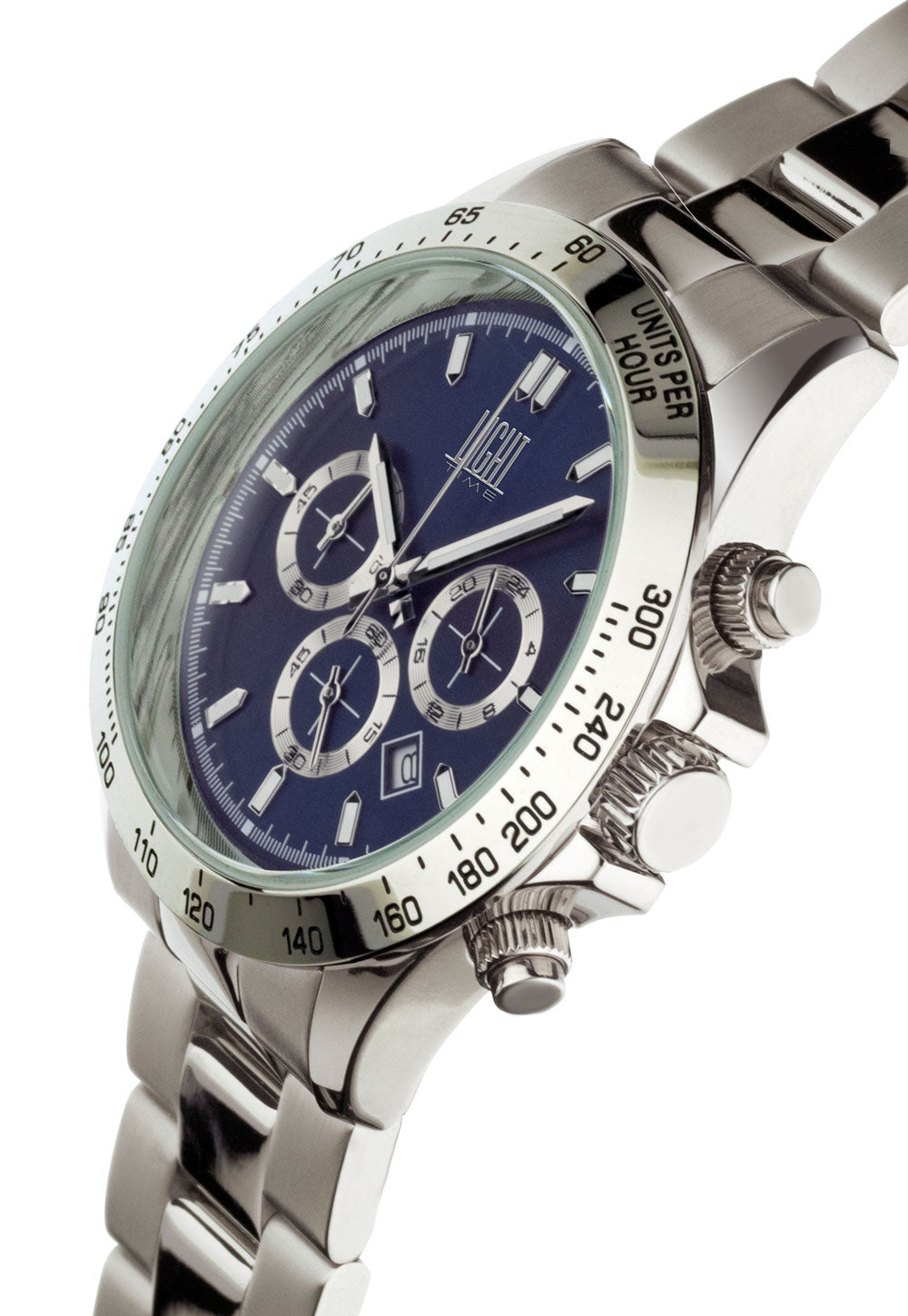 Orologio Light Time Timeless Chrono L242C - Cronografo quarzo Miyota, cassa e bracciale acciaio, fondello e corona a vite, 42mm, 10ATM - Laterale