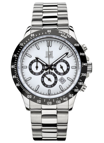 Orologio Light Time Timeless Chrono L242D - Cronografo quarzo Miyota, cassa e bracciale acciaio, fondello e corona a vite, 42mm, 10ATM - Frontale