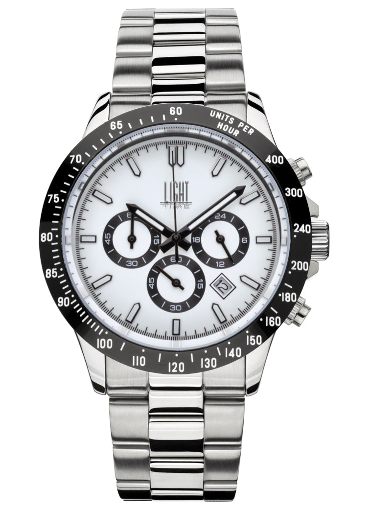 Orologio Light Time Timeless Chrono L242D - Cronografo quarzo Miyota, cassa e bracciale acciaio, fondello e corona a vite, 42mm, 10ATM - Frontale