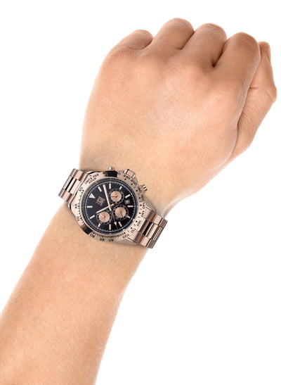 Orologio Light Time Timeless Chrono L242R-NE - Cronografo quarzo Miyota, cassa e bracciale acciaio, quadrante nero, 41mm, 10ATM - Dettaglio