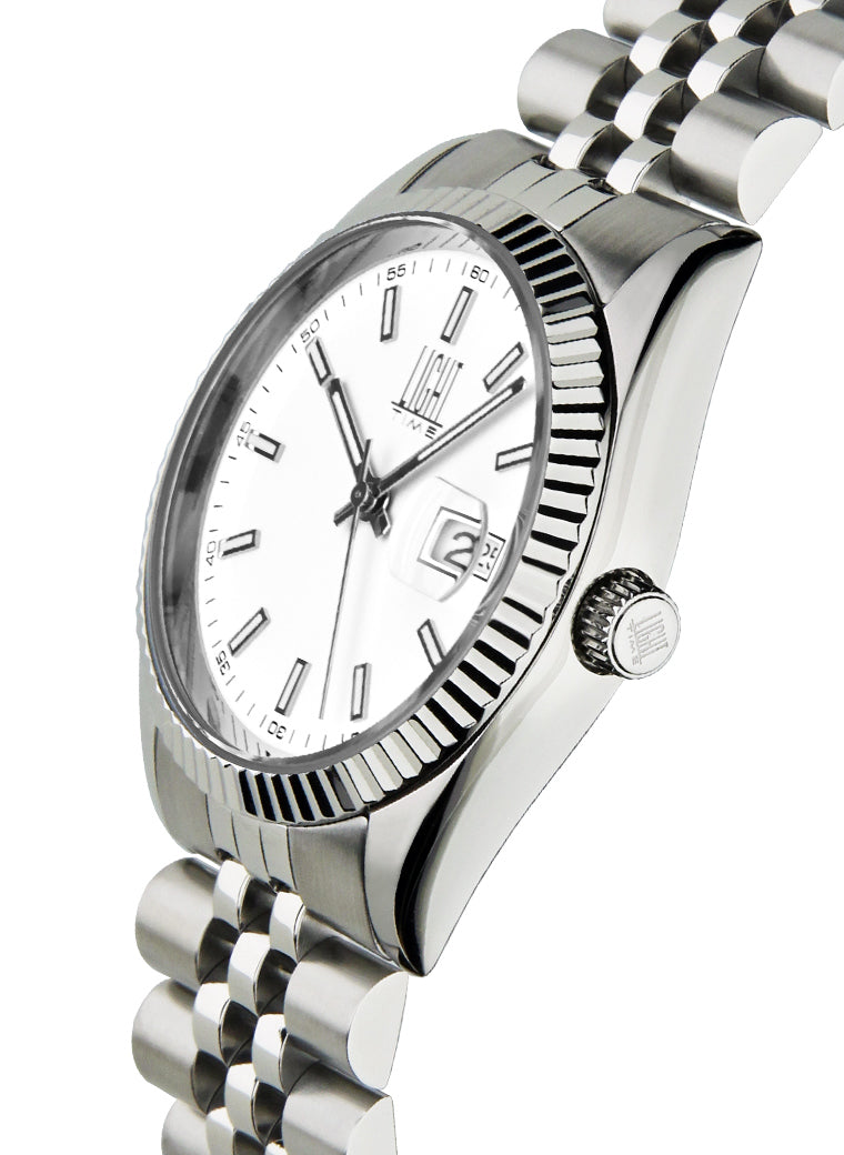 Orologio Light Time Timeless Colors L224S-BI - unisex quarzo cassa bracciale acciaio quadrante bianco datario 36mm 5ATM - Dettaglio