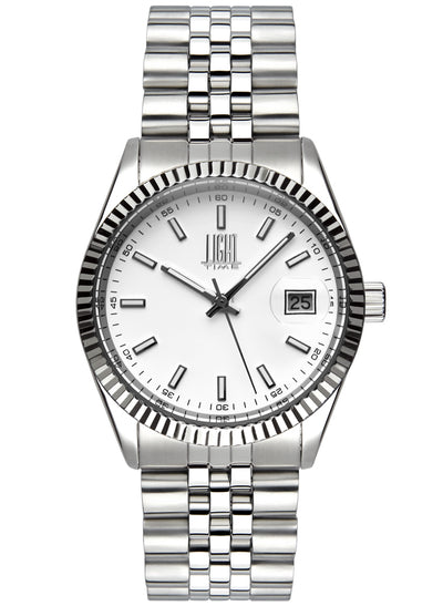 Orologio Light Time Timeless Colors L224S-BI - unisex quarzo cassa bracciale acciaio quadrante bianco datario 36mm 5ATM - Laterale