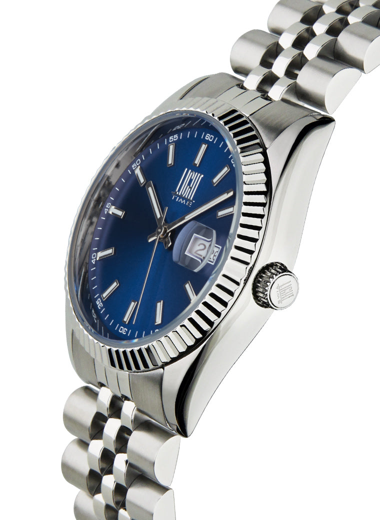 Orologio Light Time Timeless Colors L224S-BL - unisex quarzo cassa bracciale acciaio quadrante blu datario 36mm 5ATM - Dettaglio