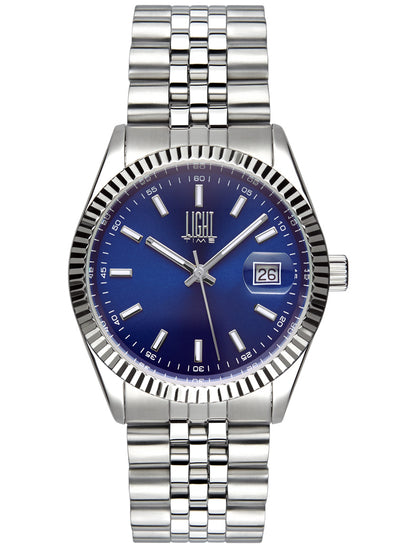 Orologio Light Time Timeless Colors L224S-BL - unisex quarzo cassa bracciale acciaio quadrante blu datario 36mm 5ATM - Frontale