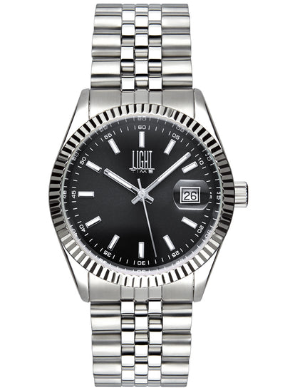 Orologio Light Time Timeless Colors L224S-NE - unisex quarzo cassa bracciale acciaio quadrante nero datario 36mm 5ATM - Laterale