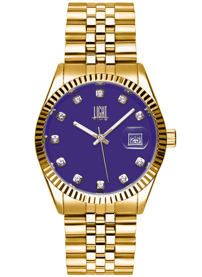 Orologio Light Time Timeless Colors L225G-C-VI - donna quarzo oro cassa bracciale acciaio quadrante viola datario 36mm 5ATM - Frontale
