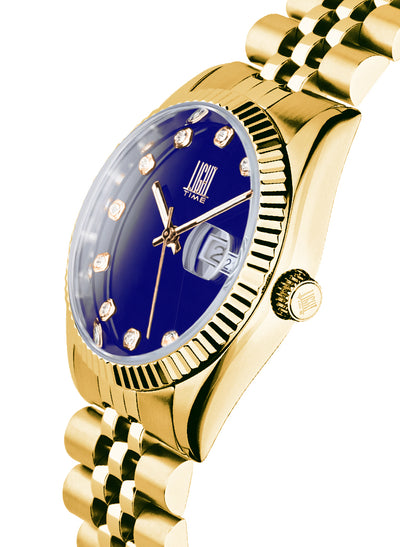 Orologio Light Time Timeless Colors L225G-C-VI - donna quarzo oro cassa bracciale acciaio quadrante viola datario 36mm 5ATM - Laterale