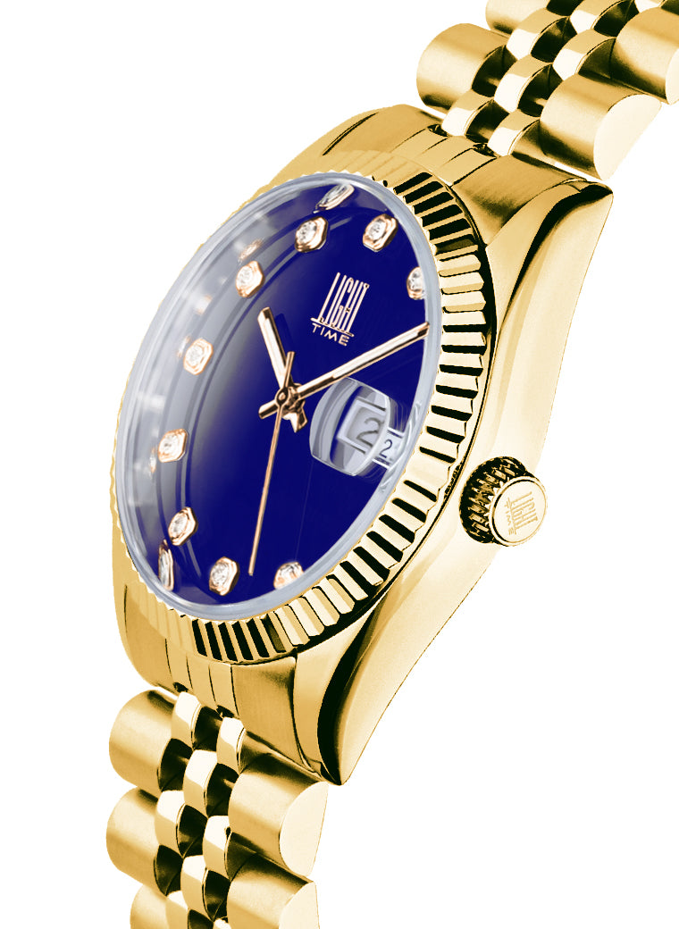Orologio Light Time Timeless Colors L225G-C-VI - donna quarzo oro cassa bracciale acciaio quadrante viola datario 36mm 5ATM - Laterale