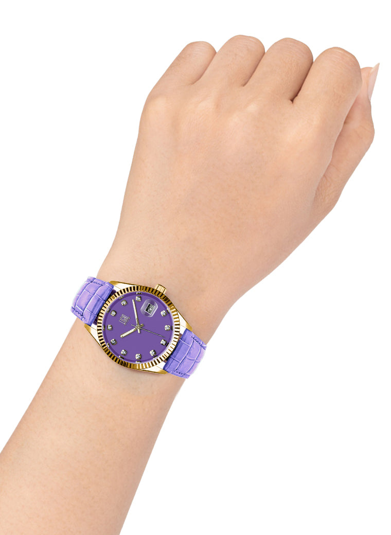 Orologio Light Time Timeless Colors L225GP-LI - donna quarzo oro cassa bracciale acciaio quadrante lilla datario 36mm 5ATM - Dettaglio