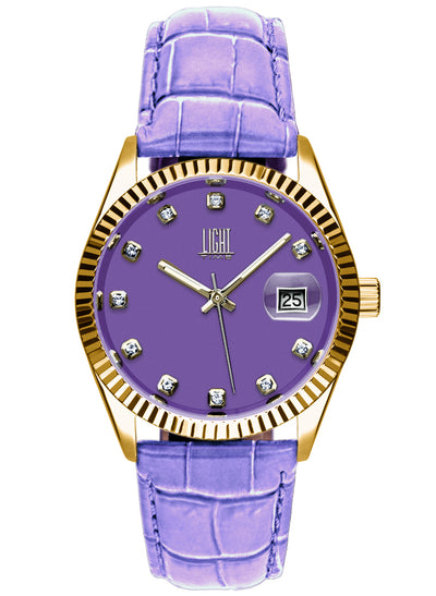 Orologio Light Time Timeless Colors L225GP-LI - donna quarzo oro cassa bracciale acciaio quadrante lilla datario 36mm 5ATM - Frontale