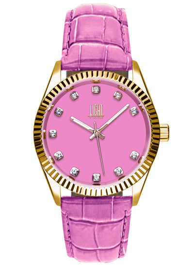 Orologio Light Time Timeless Colors L225GP-RO - donna quarzo oro cassa bracciale acciaio quadrante rosa datario 36mm 5ATM - Frontale