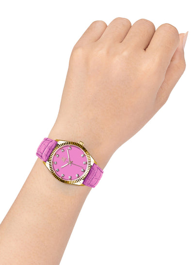 Orologio Light Time Timeless Colors L225GP-RO - donna quarzo oro cassa bracciale acciaio quadrante rosa datario 36mm 5ATM - Laterale