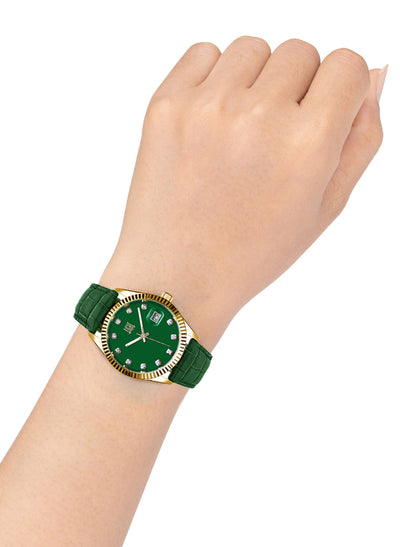 Orologio Light Time Timeless Colors L225GP-VE - donna quarzo oro cassa bracciale acciaio quadrante verde datario 36mm 5ATM - Dettaglio