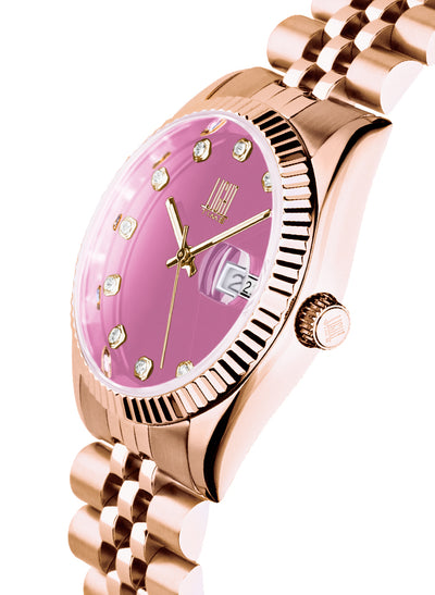 Orologio Light Time Timeless Colors L225R-C-RO - donna quarzo rose gold cassa bracciale acciaio quadrante rosa datario 36mm 5ATM - Dettaglio