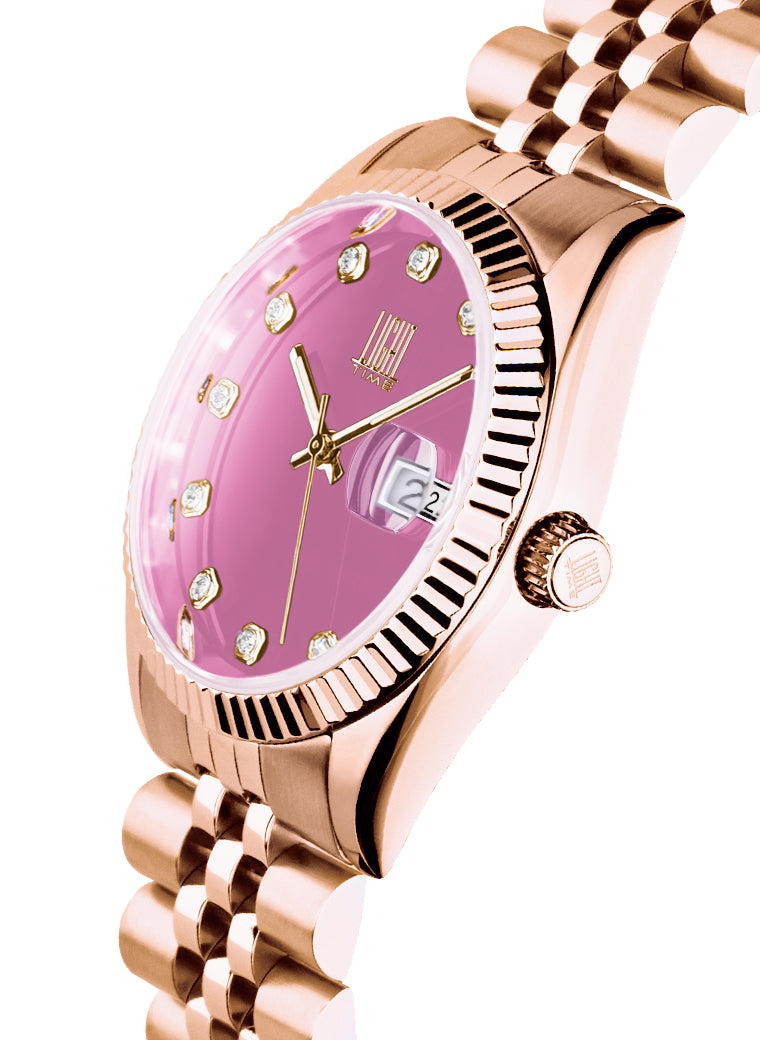 Orologio Light Time Timeless Colors L225R-C-RO - donna quarzo rose gold cassa bracciale acciaio quadrante rosa datario 36mm 5ATM - Dettaglio