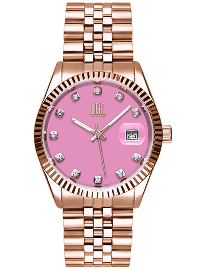 Orologio Light Time Timeless Colors L225R-C-RO - donna quarzo rose gold cassa bracciale acciaio quadrante rosa datario 36mm 5ATM - Frontale