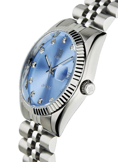 Orologio Light Time Timeless Colors L225S-AZ - donna quarzo cassa bracciale acciaio quadrante azzurro con strass datario 36mm 5ATM - Dettaglio