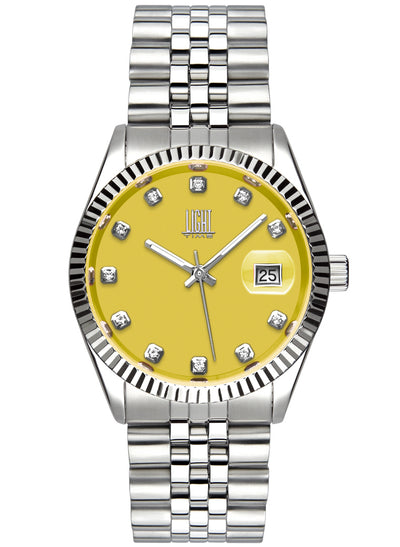 Orologio Light Time Timeless Colors L225S-C-GI - donna quarzo cassa bracciale acciaio quadrante giallo datario 36mm 5ATM - Frontale