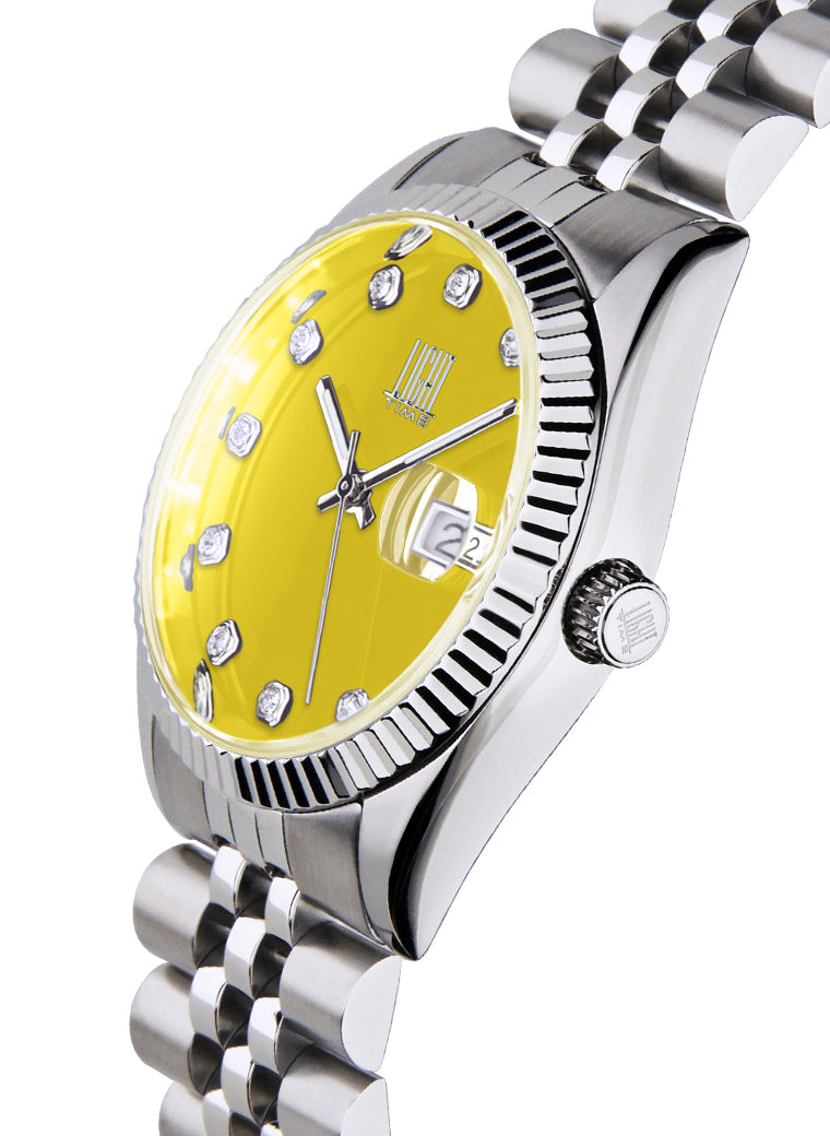 Orologio Light Time Timeless Colors L225S-C-GI - donna quarzo cassa bracciale acciaio quadrante giallo datario 36mm 5ATM - Laterale