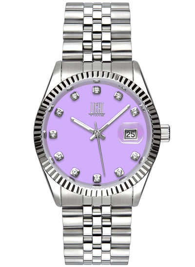 Orologio Light Time Timeless Colors L225S-C-LI - donna quarzo cassa bracciale acciaio quadrante lilla datario 36mm 5ATM - Frontale