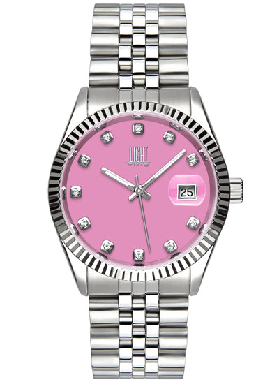Orologio Light Time Timeless Colors L225S-C-RO - donna quarzo cassa bracciale acciaio quadrante rosa datario 36mm 5ATM - Frontale