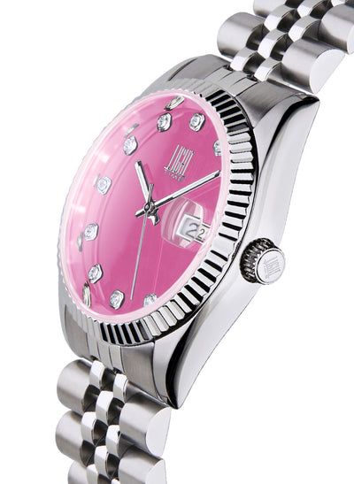 Orologio Light Time Timeless Colors L225S-C-RO - donna quarzo cassa bracciale acciaio quadrante rosa datario 36mm 5ATM - Laterale