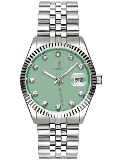 Orologio Light Time Timeless Colors L225S-C-TIF - donna quarzo cassa bracciale acciaio quadrante verde datario 36mm 5ATM - Frontale