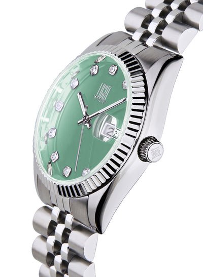 Orologio Light Time Timeless Colors L225S-C-TIF - donna quarzo cassa bracciale acciaio quadrante verde datario 36mm 5ATM - Laterale