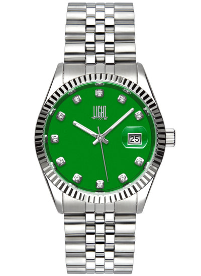 Orologio Light Time Timeless Colors L225S-C-VE - donna quarzo cassa bracciale acciaio quadrante verde datario 36mm 5ATM - Frontale