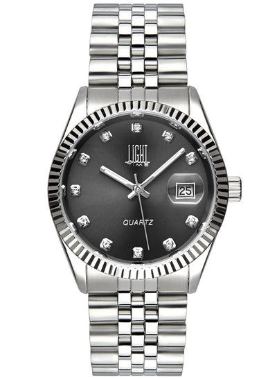 Orologio Light Time Timeless Colors L225S-NE - donna quarzo cassa bracciale acciaio quadrante nero con strass datario 36mm 5ATM - Laterale