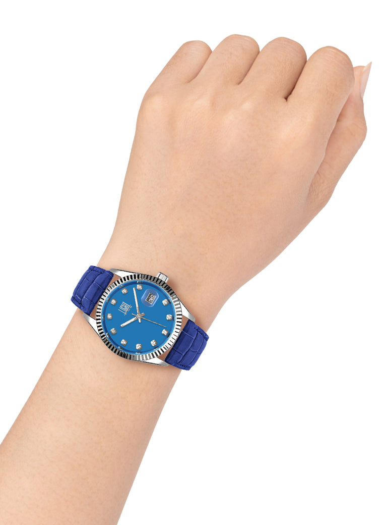 Orologio Light Time Timeless Colors L225SP-AZ - donna quarzo cassa acciaio cinturino pelle quadrante azzurro datario 36mm 5ATM - Dettaglio