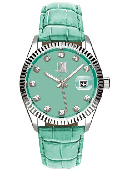 Orologio Light Time Timeless Colors L225SP-TIF - donna quarzo cassa acciaio cinturino pelle quadrante teal datario 36mm 5ATM - Frontale