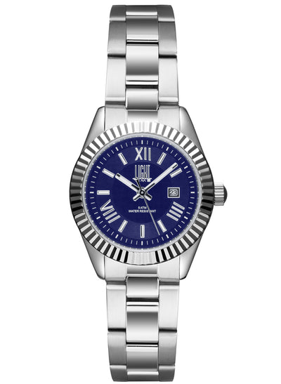 Orologio Light Time Timeless Lady L189S-BL - Quarzo Miyota, cassa e bracciale acciaio, datario, 31mm, 5ATM, quadrante blu - Frontale