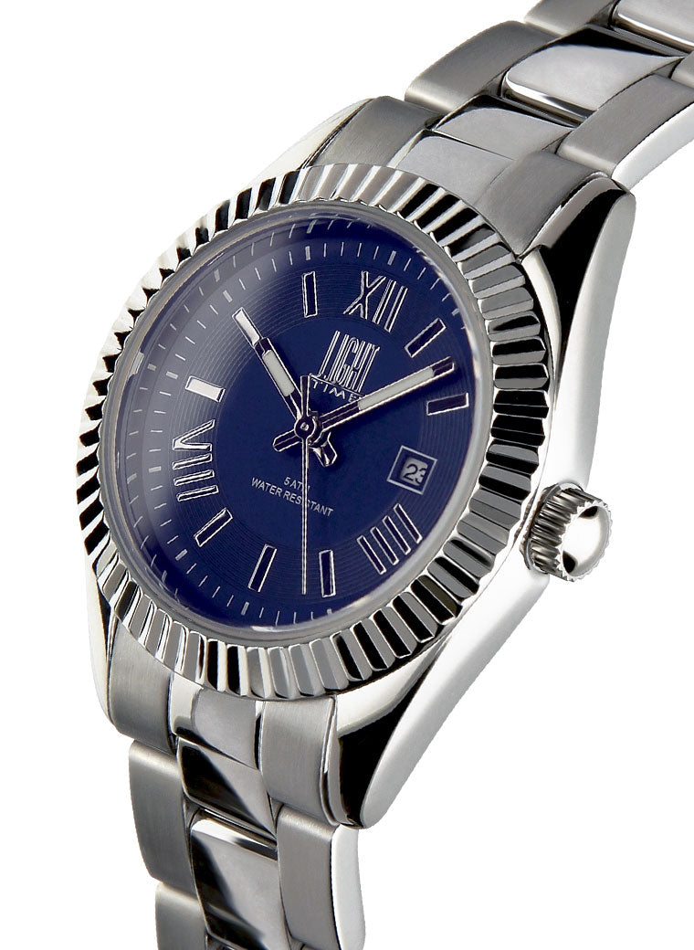 Orologio Light Time Timeless Lady L189S-BL - Quarzo Miyota, cassa e bracciale acciaio, datario, 31mm, 5ATM, quadrante blu - Laterale