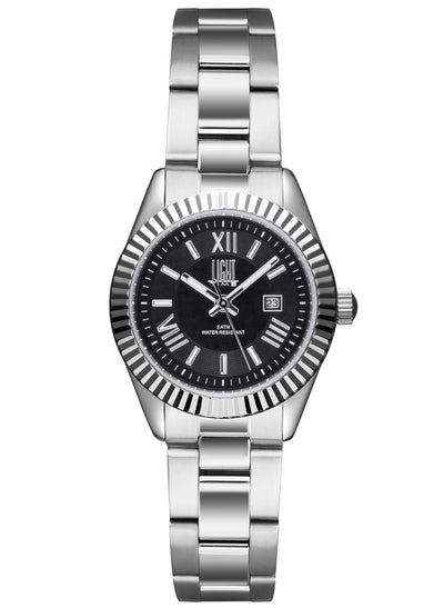 Orologio Light Time Timeless Lady L189S-NE - Quarzo Miyota, cassa e bracciale acciaio, datario, 31mm, 5ATM, quadrante nero - Frontale
