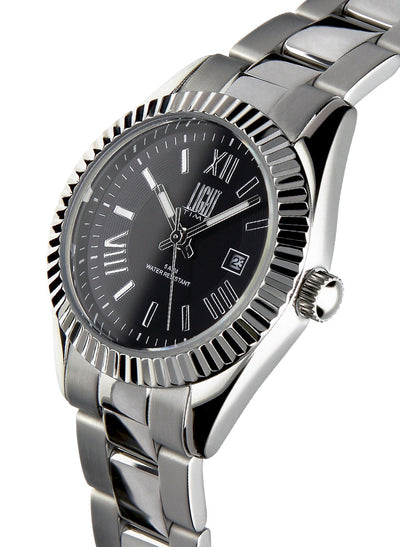 Orologio Light Time Timeless Lady L189S-NE - Quarzo Miyota, cassa e bracciale acciaio, datario, 31mm, 5ATM, quadrante nero - Laterale
