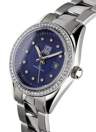 Orologio Light Time Timeless Lady L190S-BL - Quarzo Miyota, cassa e bracciale acciaio, con strass, datario, 31mm, 5ATM, quadrante blu - Laterale