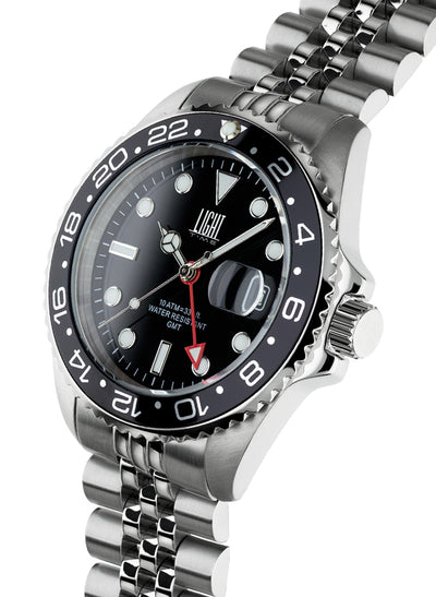 Orologio Light Time Timeless Sport GMT L247A - Quarzo Ronda GMT, cassa e bracciale acciaio, 40mm, 10ATM - Laterale