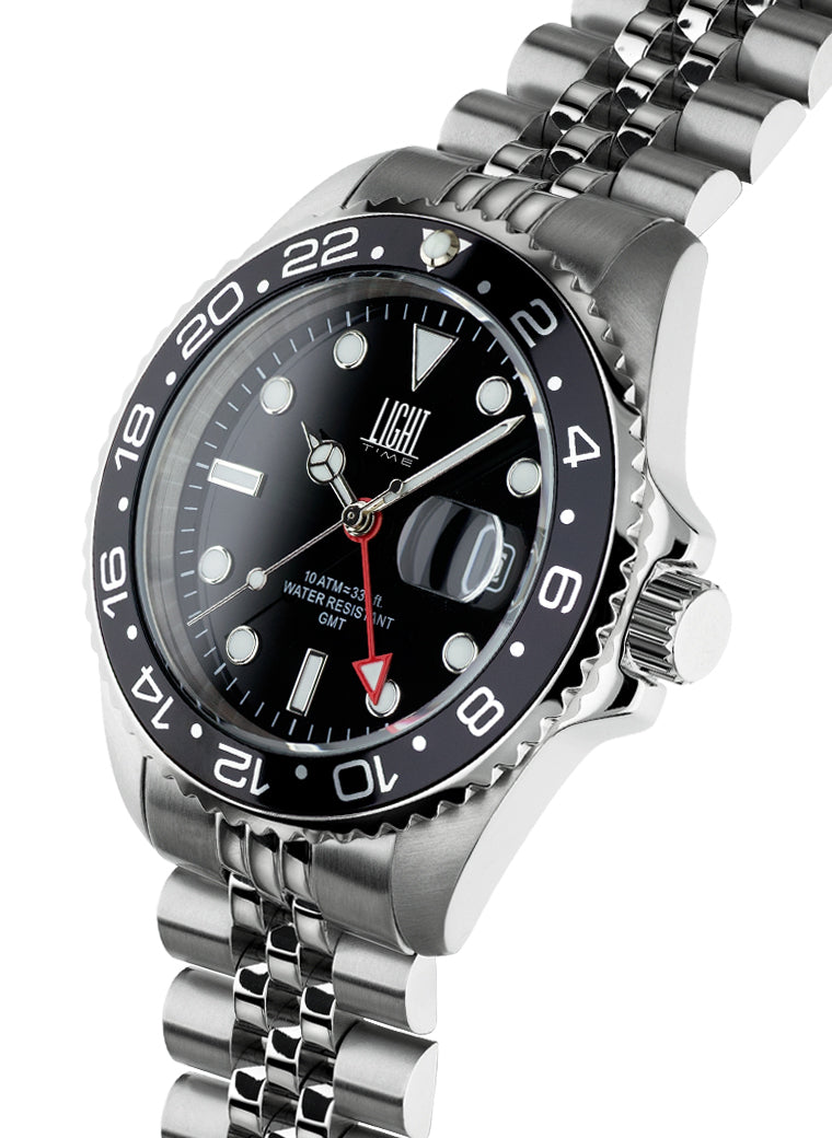 Orologio Light Time Timeless Sport GMT L247A - Quarzo Ronda GMT, cassa e bracciale acciaio, 40mm, 10ATM - Laterale