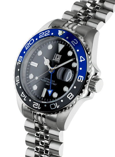 Orologio Light Time Timeless Sport GMT L247B - Quarzo Ronda GMT, cassa e bracciale acciaio, 40mm, 10ATM - Laterale