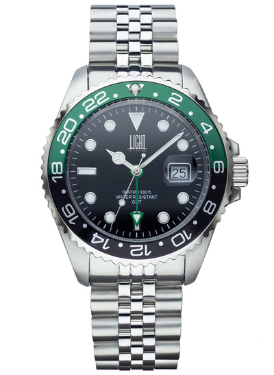 Orologio Light Time Timeless Sport GMT L247C - Quarzo Ronda GMT, cassa e bracciale acciaio, 40mm, 10ATM - Frontale