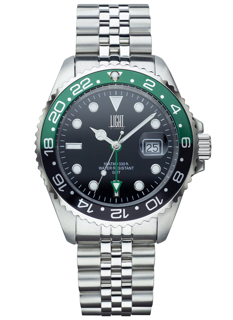 Orologio Light Time Timeless Sport GMT L247C - Quarzo Ronda GMT, cassa e bracciale acciaio, 40mm, 10ATM - Frontale