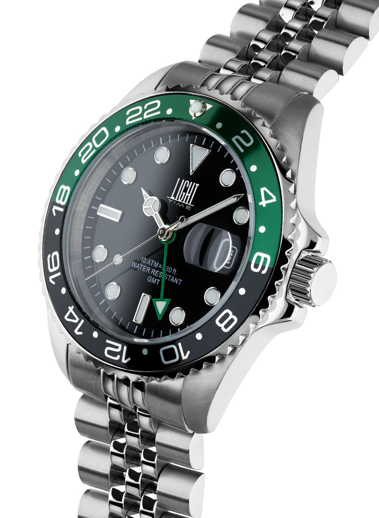 Orologio Light Time Timeless Sport GMT L247C - Quarzo Ronda GMT, cassa e bracciale acciaio, 40mm, 10ATM - Laterale