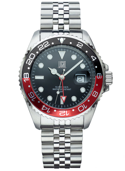 Orologio Light Time Timeless Sport GMT L247D - Quarzo Ronda GMT, cassa e bracciale acciaio, 40mm, 10ATM - Frontale